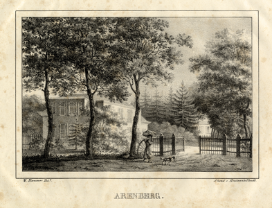 201079 Gezicht op het huis Arenberg te De Bilt met een gedeelte van de omringende tuin.01-01-1828-31-12-1829